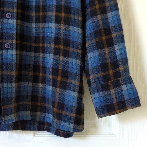 Kingsfield 90's Vintage Plaid Wool Blend Long Sleeve Button Down Shirt Blue L - Picture 9 of 12